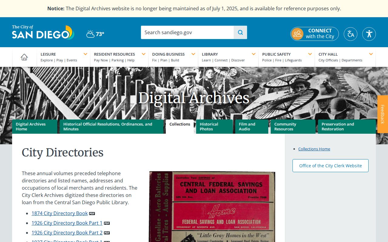 Lemon Grove city directory pages in the digitized San Diego directory collection