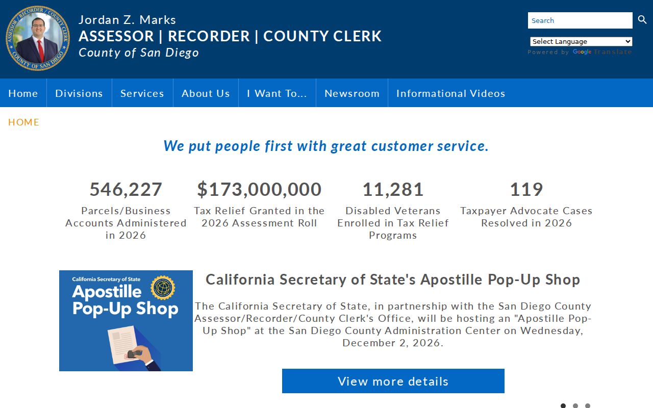 Lemon Grove previous residents at the San Diego County Assessor Recorder County Clerk hub