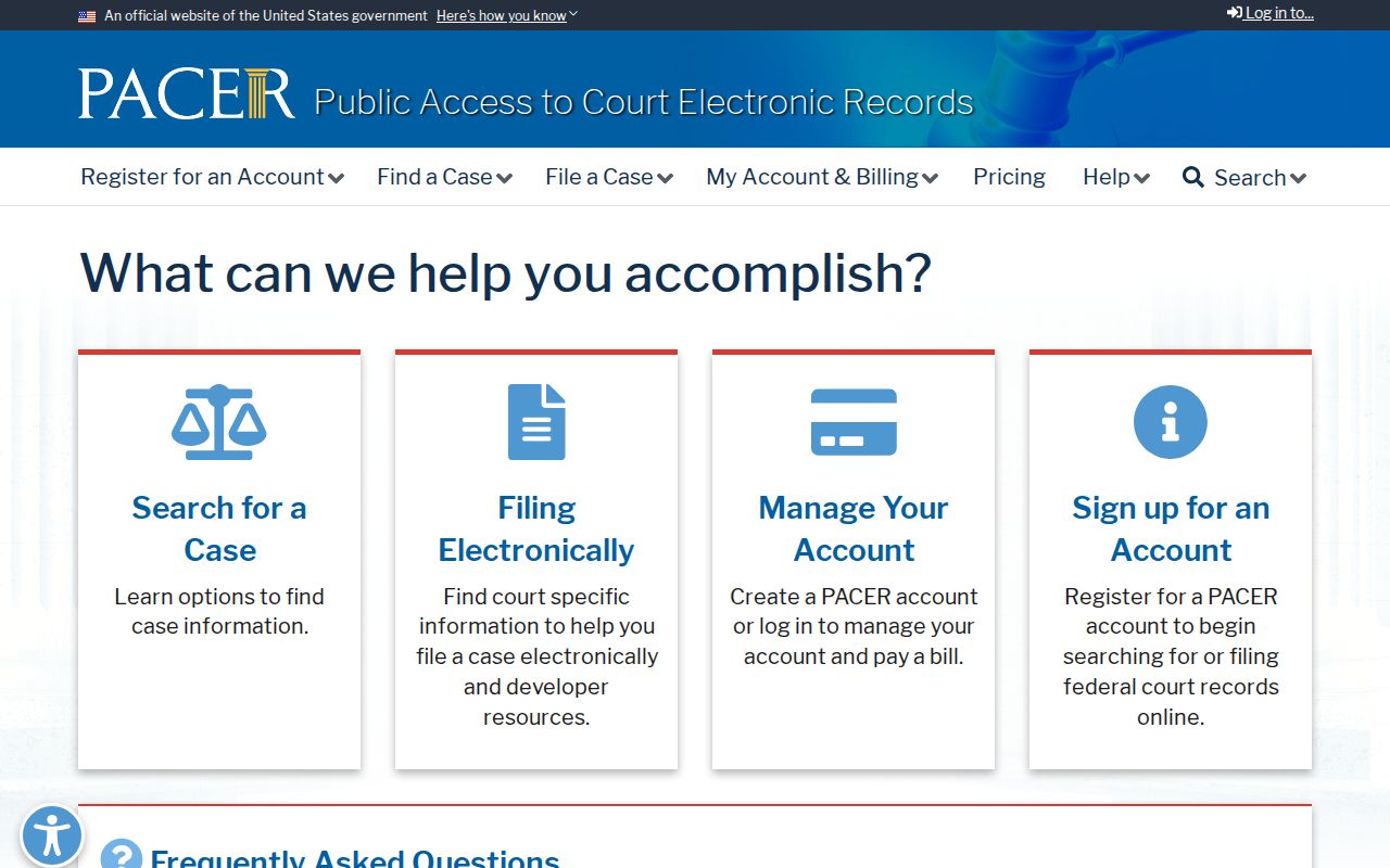 Lemon Grove resident lookup view of PACER federal court records