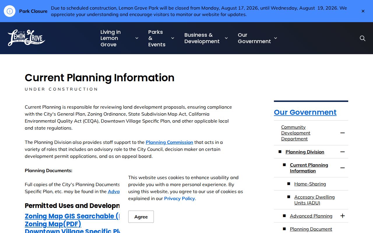 Lemon Grove street directory planning and address request reference